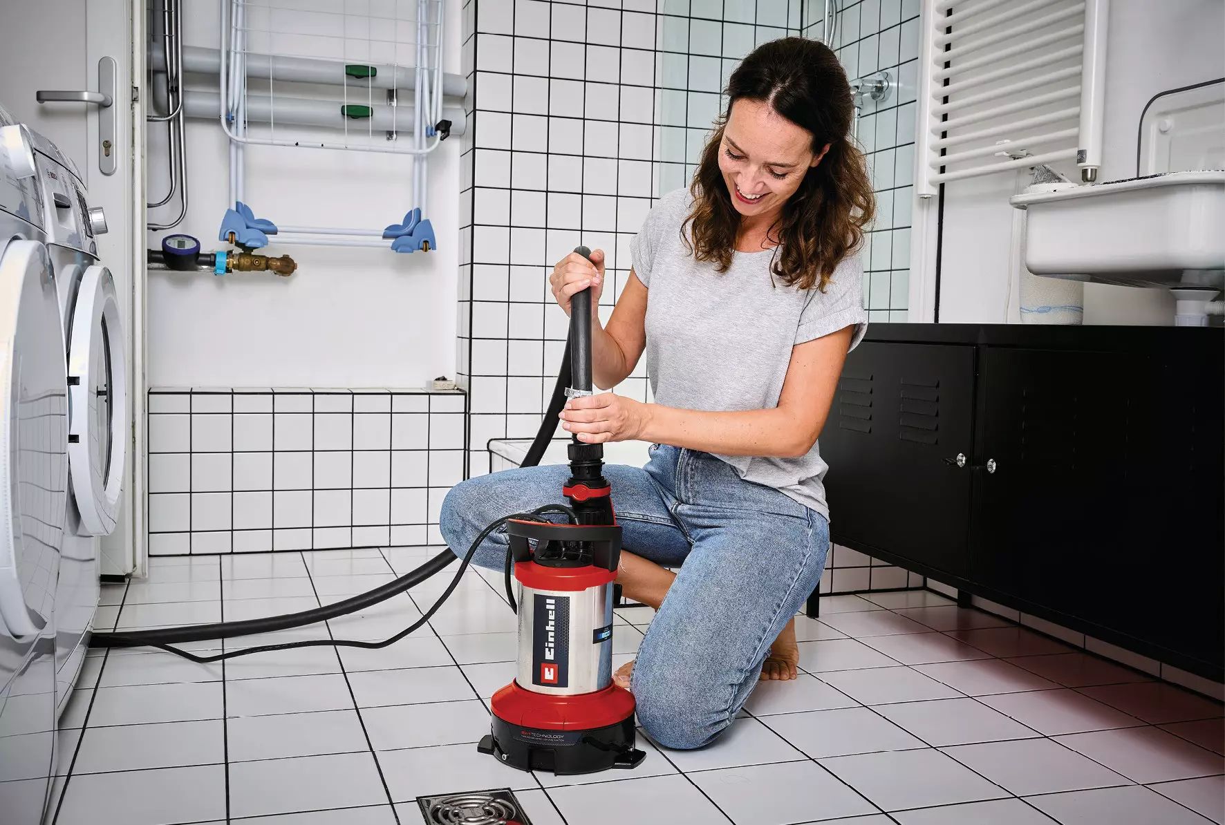Електрическа потопяема помпа за мръсна вода с поплавък Einhell GE-DP 7535 N LL ECO 2-in-1, 9 м, 18500 л/ч (4181600)
