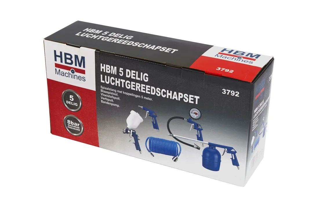 Комплект пневматични инструменти HBM 3792, 5 бр. - от Etools.bg Комплект пневматични инструменти HBM 3792, 5 бр.