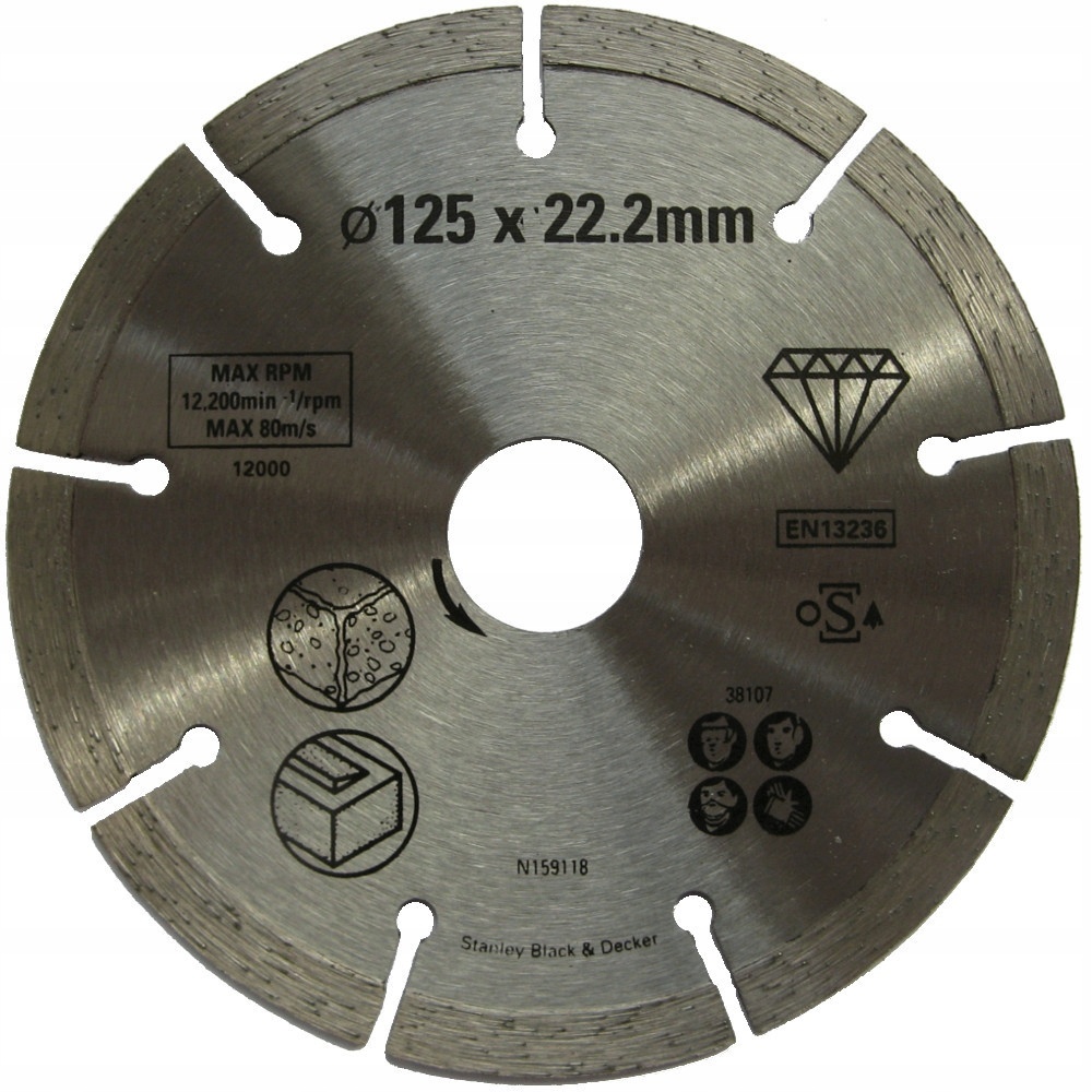 STANLEY Диамантен диск за рязане на бетон,тухли, гранит и мрамор ф125 мм (STA38107)
