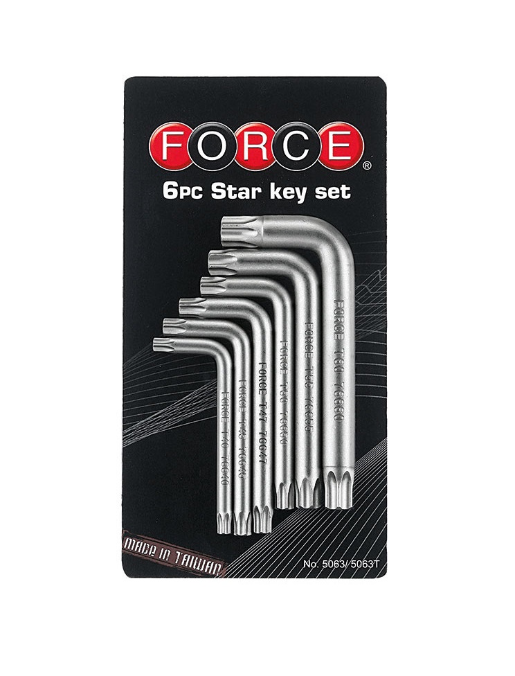 Комплект Г-образни шестограми Force, Torx, Т40-Т60, 6 бр. (JN66065)