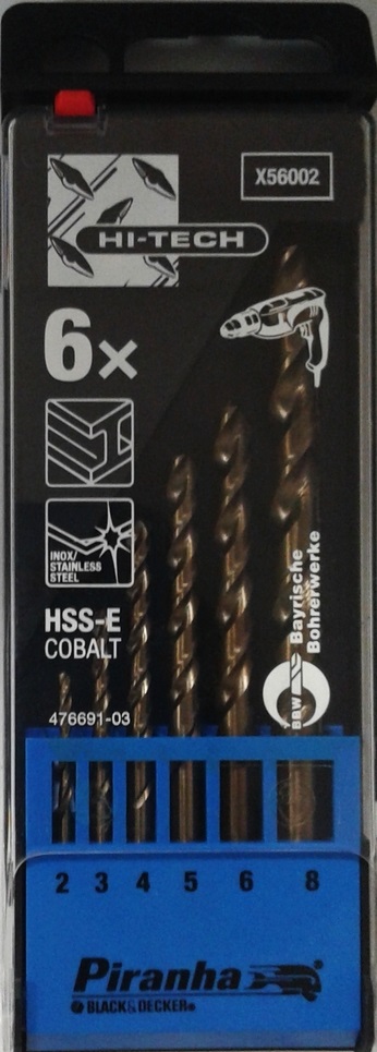 BLACK&DECKER Piranha Комплект кобалтови свредла за метал 6 бр (X56002)