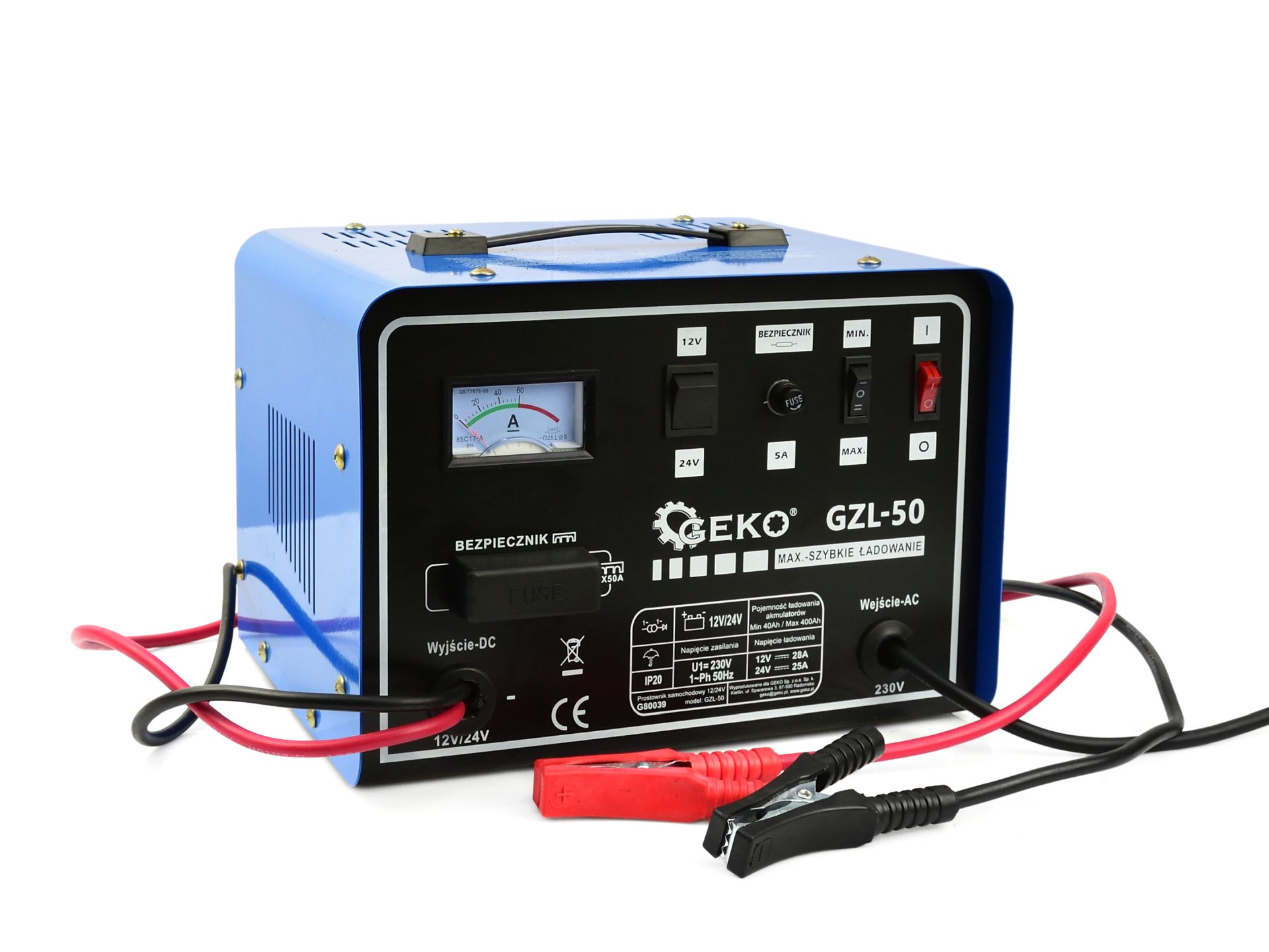 Консумативи / Батерии и зарядни / Автомобилно зарядно устройство GEKO G80039, 12 V / 24 V