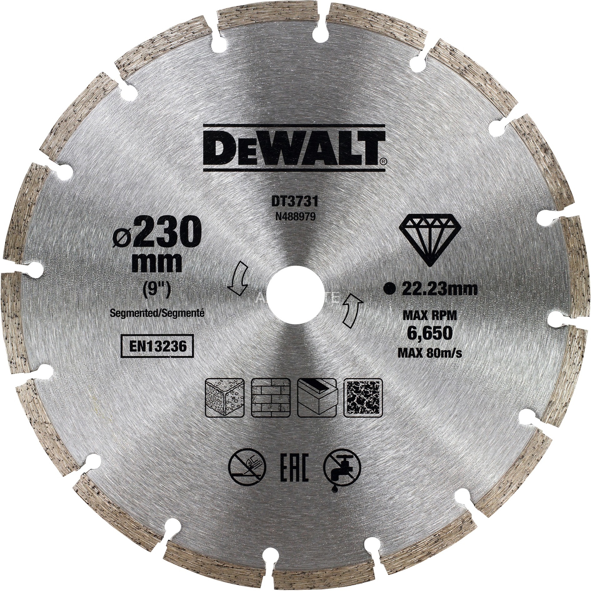 Диамантен диск за зидария, сухо рязане на тухли и керемиди DEWALT DT3731
