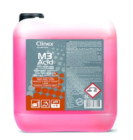 CLINEX M3 Acid Киселинна формула за ежедневно почистване на санитарните помещения 5 л