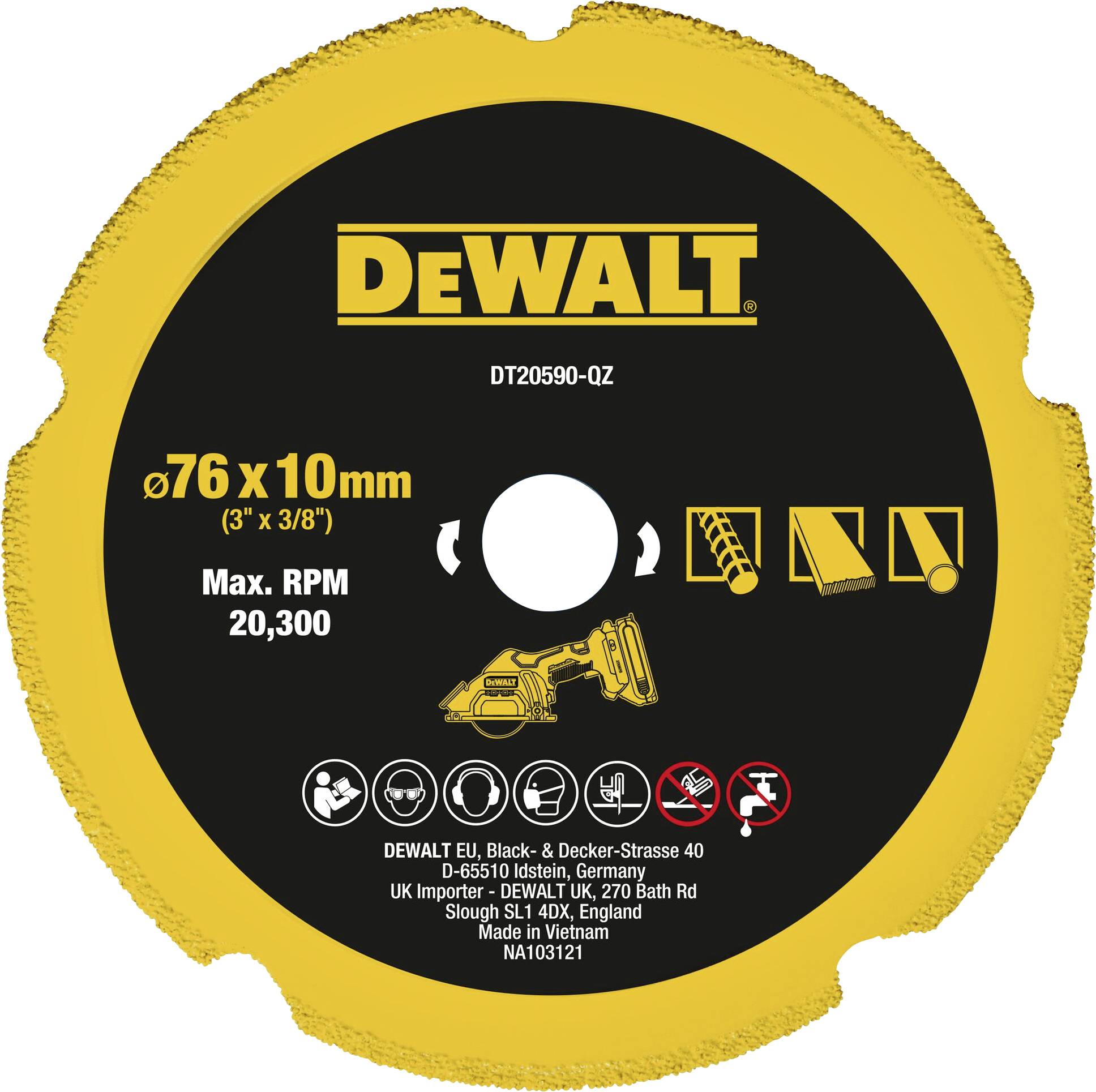 Диамантен диск универсален DeWALT DT20590-QZ, 76 х 9.5 мм