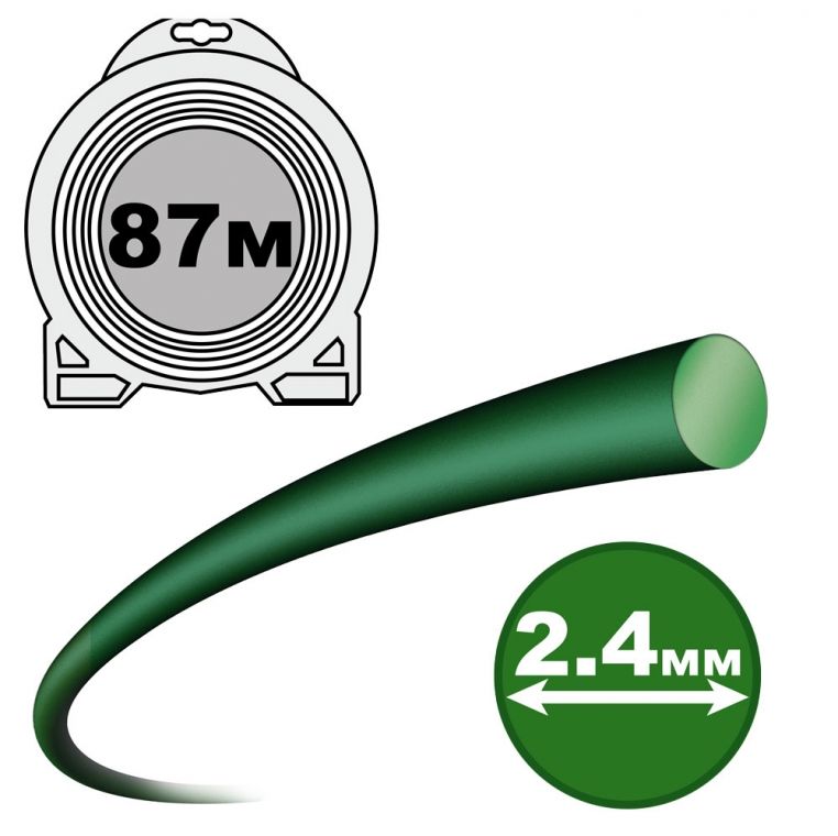 OLEO-MAC Кръгла зелена корда ф2.4 мм 87 м (63040104)
