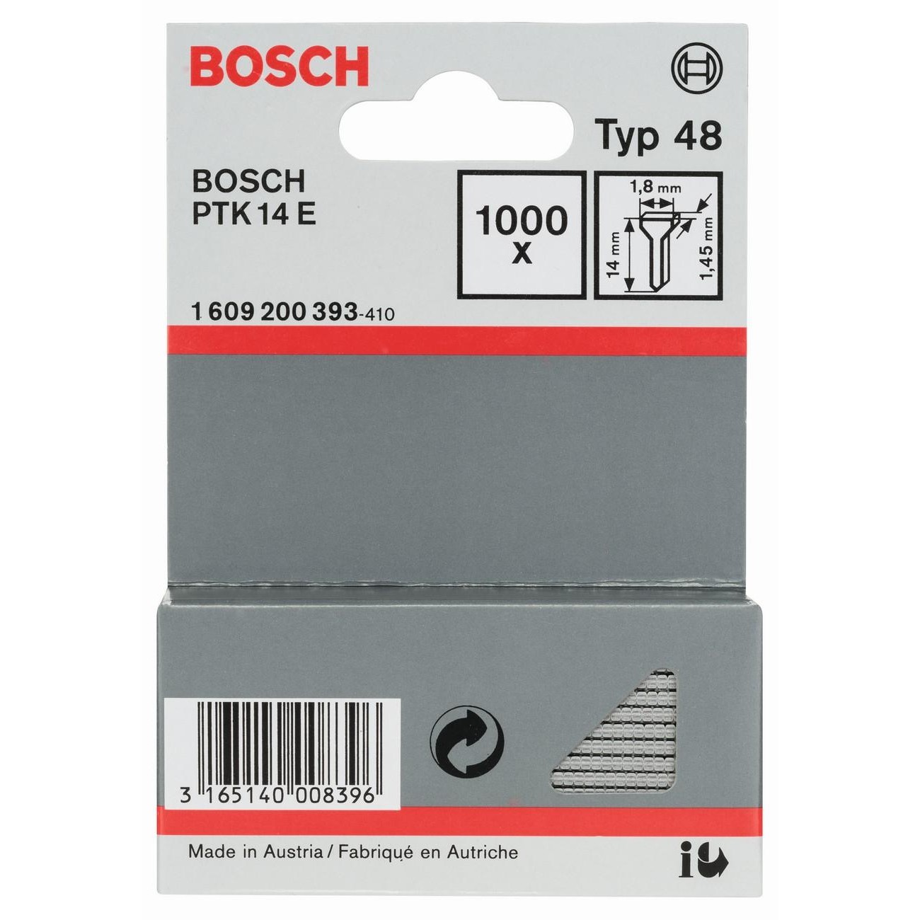 BOSCH Professional Пирон за таекр тип 48 1.8x1.45x14 мм 1000 бр (1609200393)