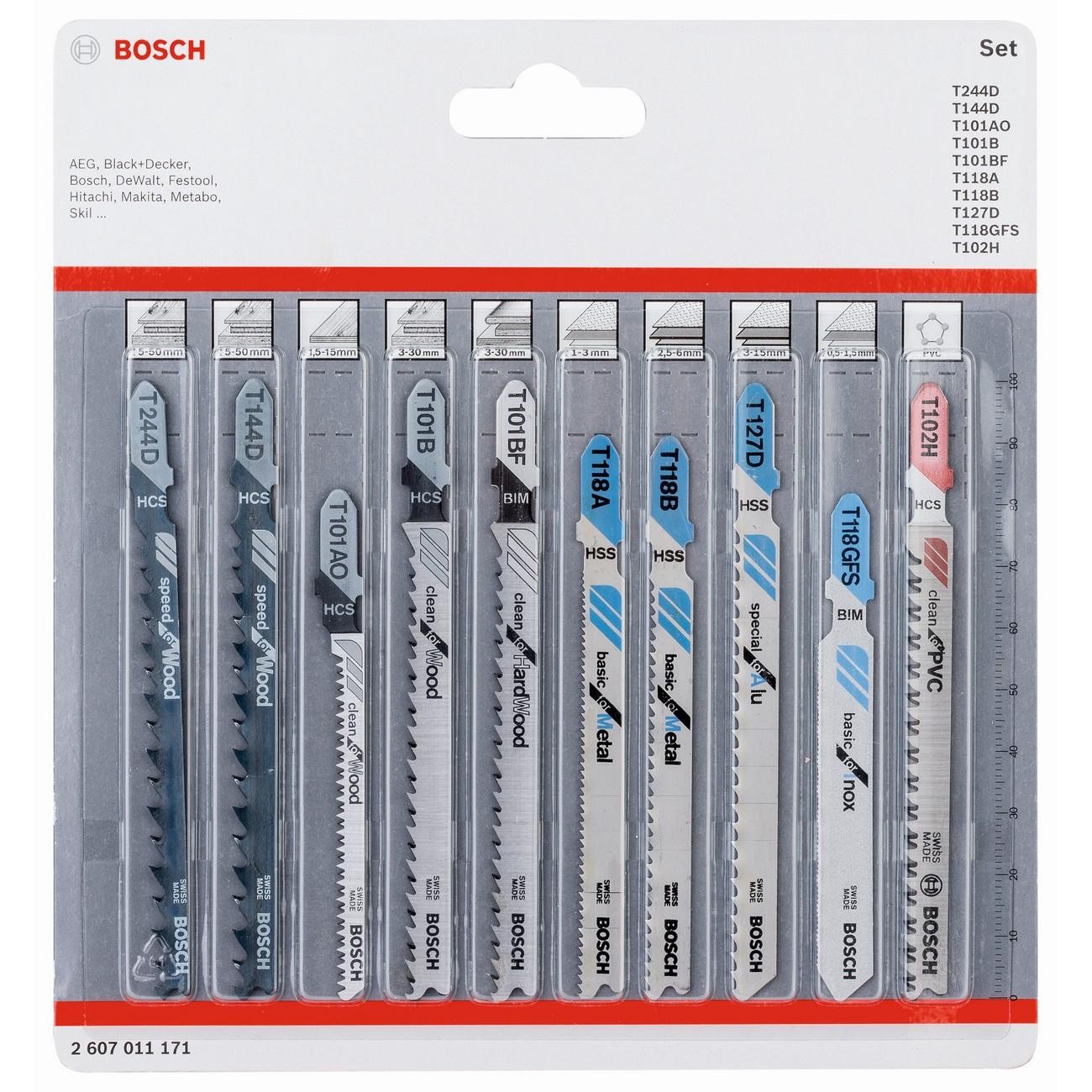 BOSCH Professional All in One Комплект ножове за прободен трион 10 бр. (2607011171)