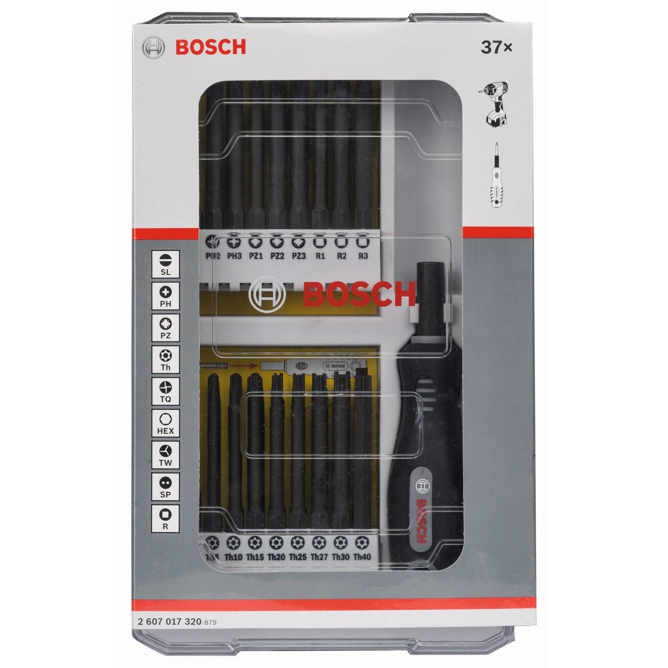 BOSCH Professional Комплект отвертки с дръжка и държач за битове PH PZ SL TH TQ H TW SP R 37 части (2607017320) - от Etools.bg BOSCH Professional Комплект отвертки с дръжка и държач за битове PH PZ SL TH TQ H TW SP R 37 части (2607017320)