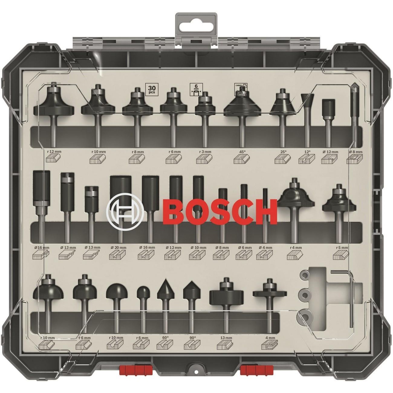 BOSCH Professional Комплект фрезери за оберфреза 30 части 6 мм опашка (2607017474) - от Etools.bg BOSCH Professional Комплект фрезери за оберфреза 30 части 6 мм опашка (2607017474)
