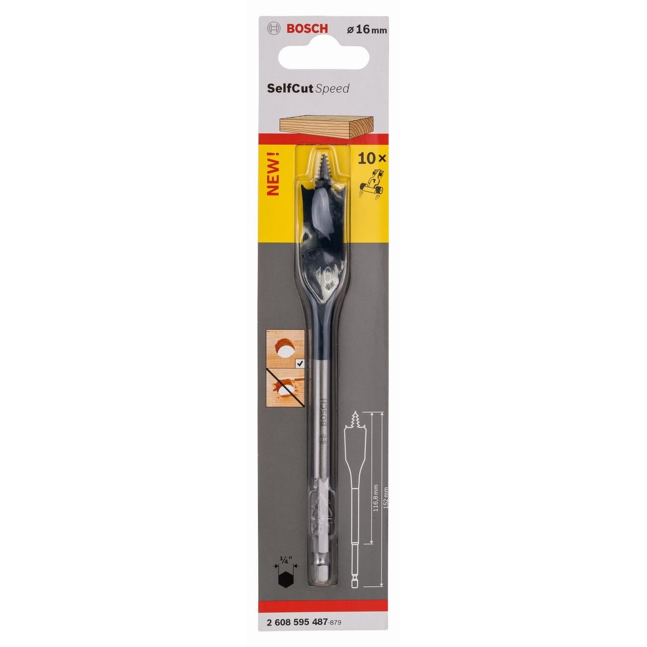 BOSCH Professional Self Cut Speed Плоско фрезово свредло с шестостен 16x152 мм (2608595487)
