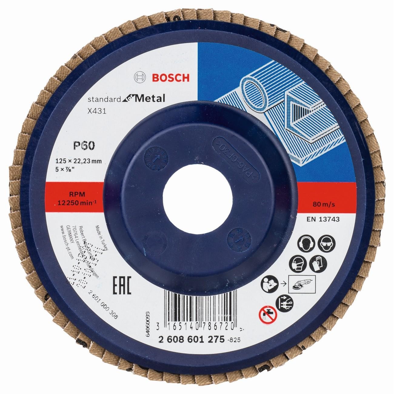 BOSCH Professional X431 Ветрилообразен диск за шлайфане на метал 125 мм 22.23 мм P60 (2608601275)