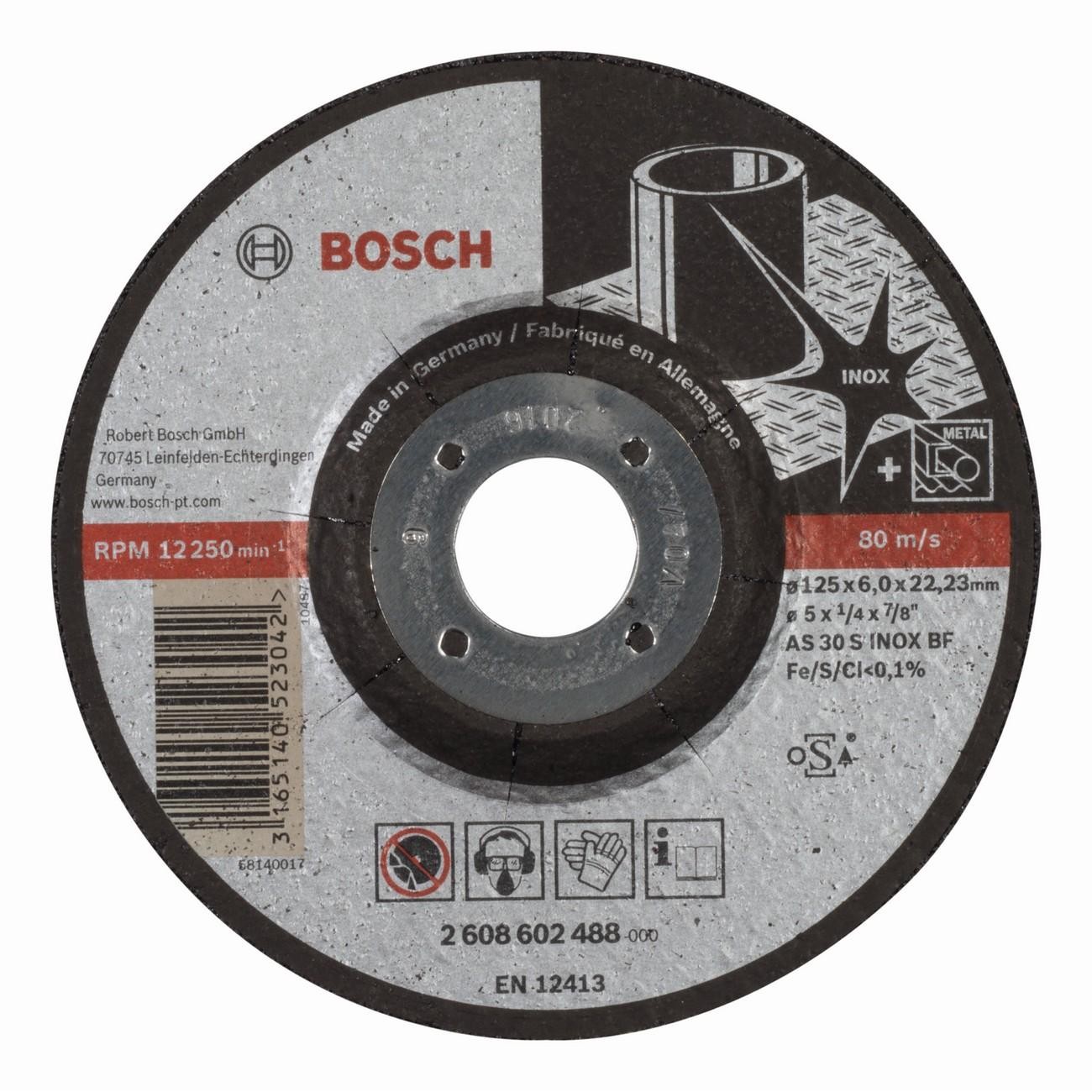 BOSCH Professional AS 30 S INOX BF Диск за грубо шлифоване вдлъбнат инокс 125 мм 6 мм (2608602488)