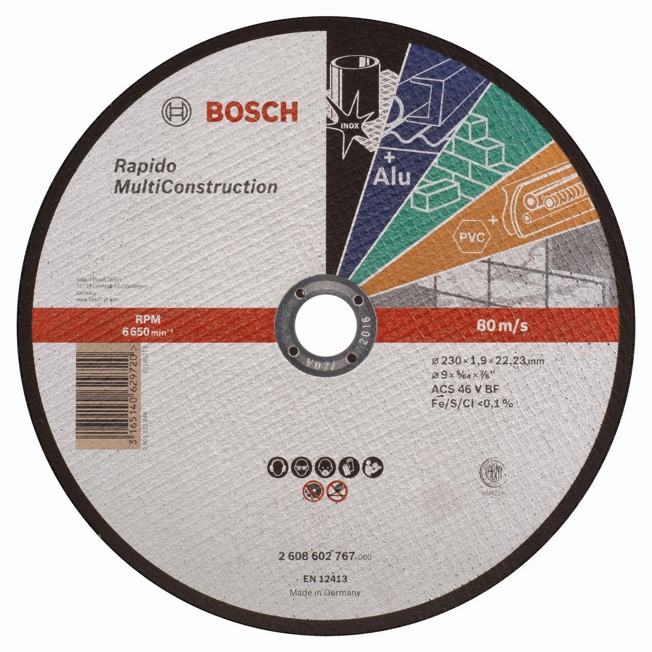 BOSCH Professional Rapido ACS 46 V BF Диск за рязане на метал 230 мм 1.9 мм (2608602767)