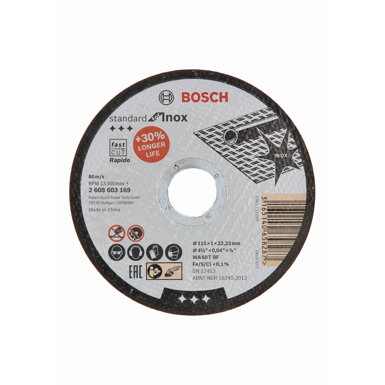BOSCH Professional Rapido WA 60 T BF Диск за рязане на инокс 115 мм 22.23 мм 1 мм (2608603169)