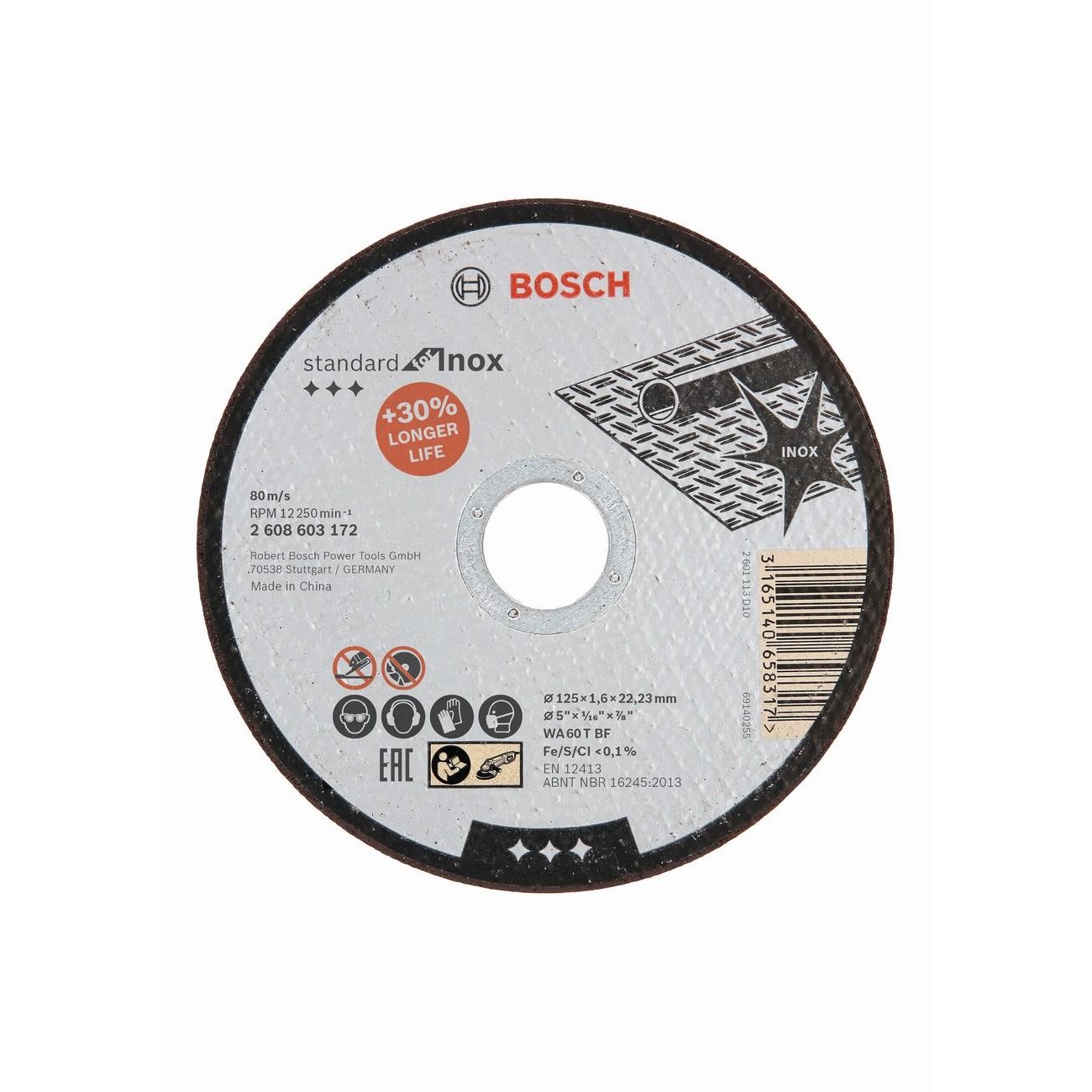 BOSCH Professional WA 60 T BF Диск за рязане на инокс 125 мм 22.23 мм 1.6 мм (2608603172)