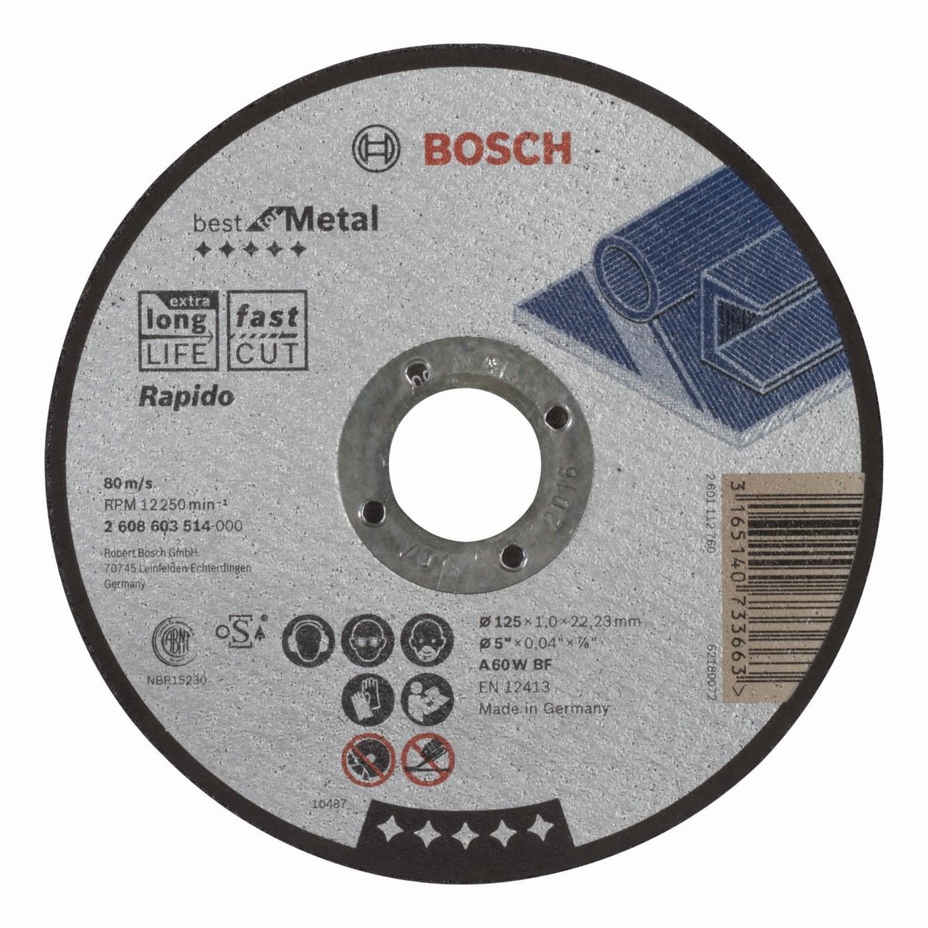 BOSCH Professional Rapido A 60 W BF Диск за рязане на метал 125 мм 1 мм (2608603514)
