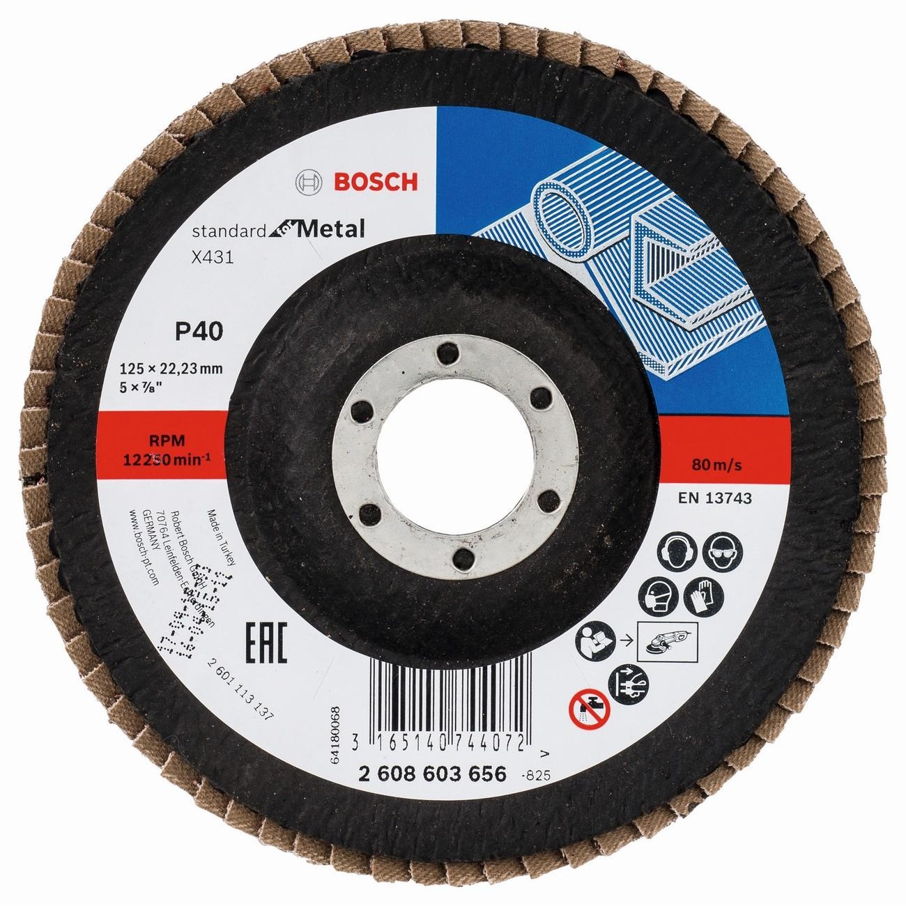 BOSCH Professional X431 Ветрилообразен диск за шлайфане на метал 125 мм 22.23 мм P40 (2608603656)
