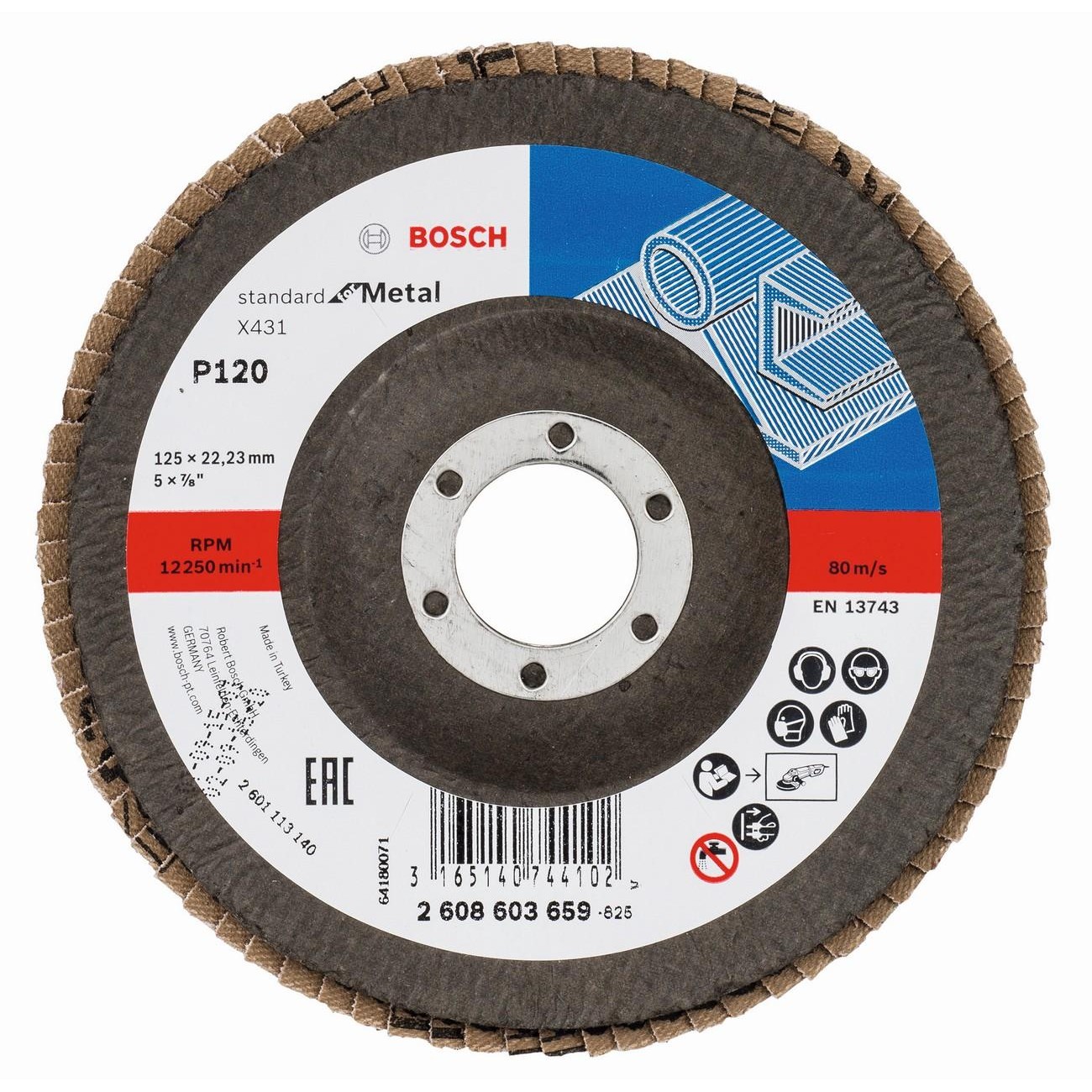 BOSCH Professional X431 Ветрилообразен диск за шлайфане на метал 125 мм 22.23 мм P120 (2608603659)