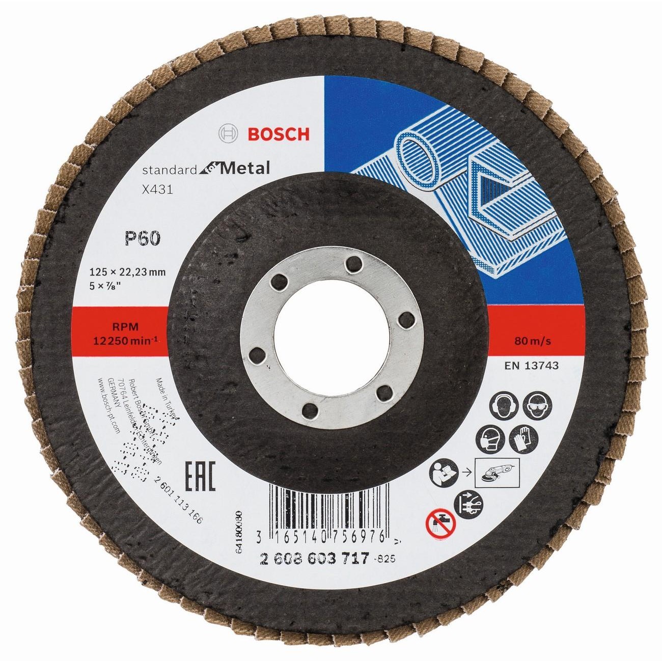 BOSCH Professional X431 Ветрилообразен диск за шлайфане на метал 125 мм 22.23 мм P60 (2608603717)