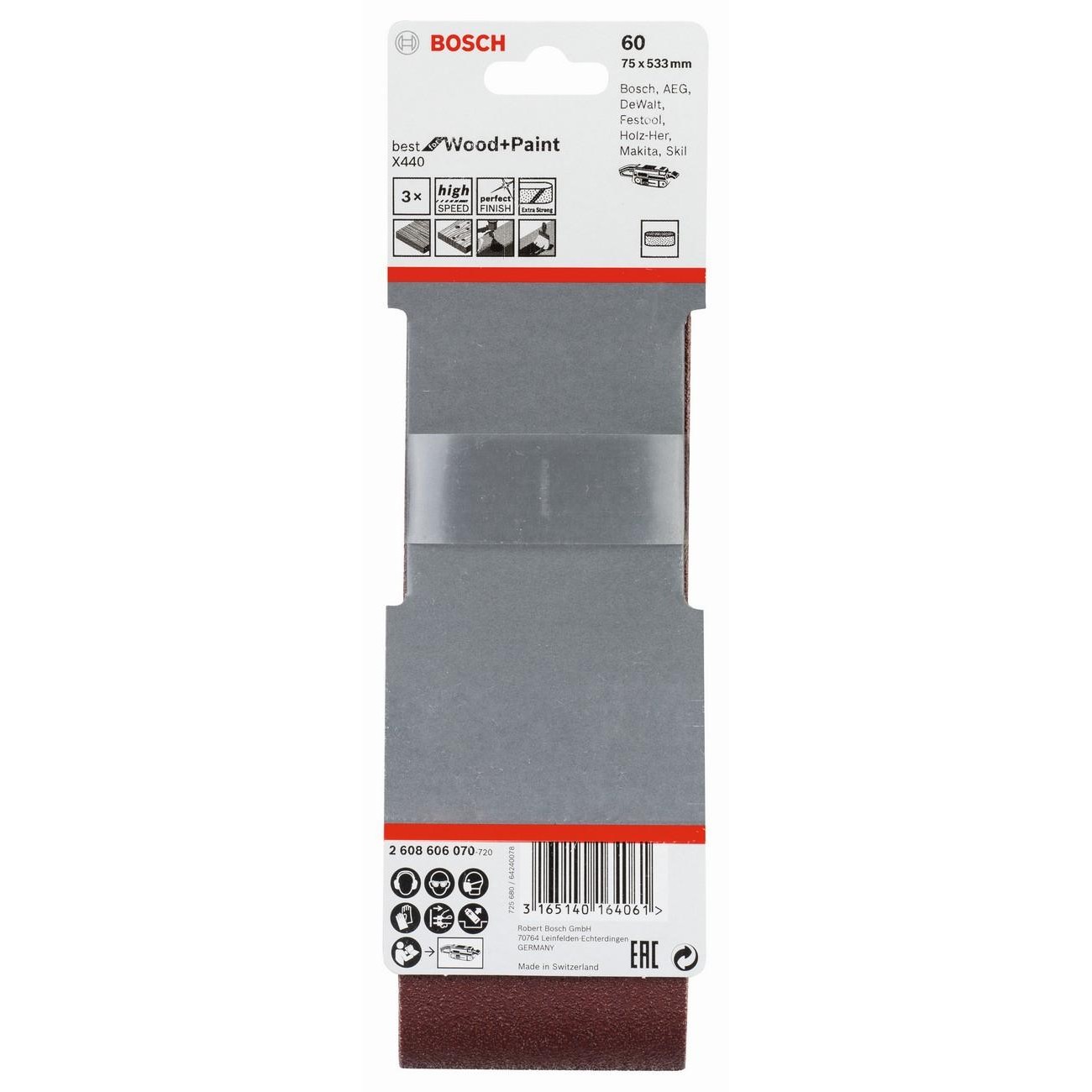 BOSCH Professional X440 Комплект ленти за шлайфане 3 части 75x533 мм P60 (2608606070) - от Etools.bg BOSCH Professional X440 Комплект ленти за шлайфане 3 части 75x533 мм P60 (2608606070)