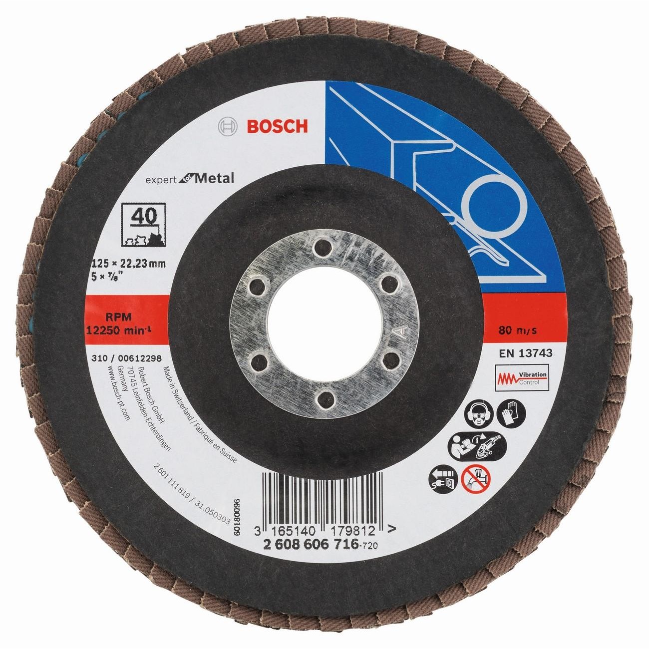 BOSCH Professional X551 Ветрилообразен диск за шлайфане на метал 125 мм G40 (2608606716) - от Etools.bg BOSCH Professional X551 Ветрилообразен диск за шлайфане на метал 125 мм G40 (2608606716)