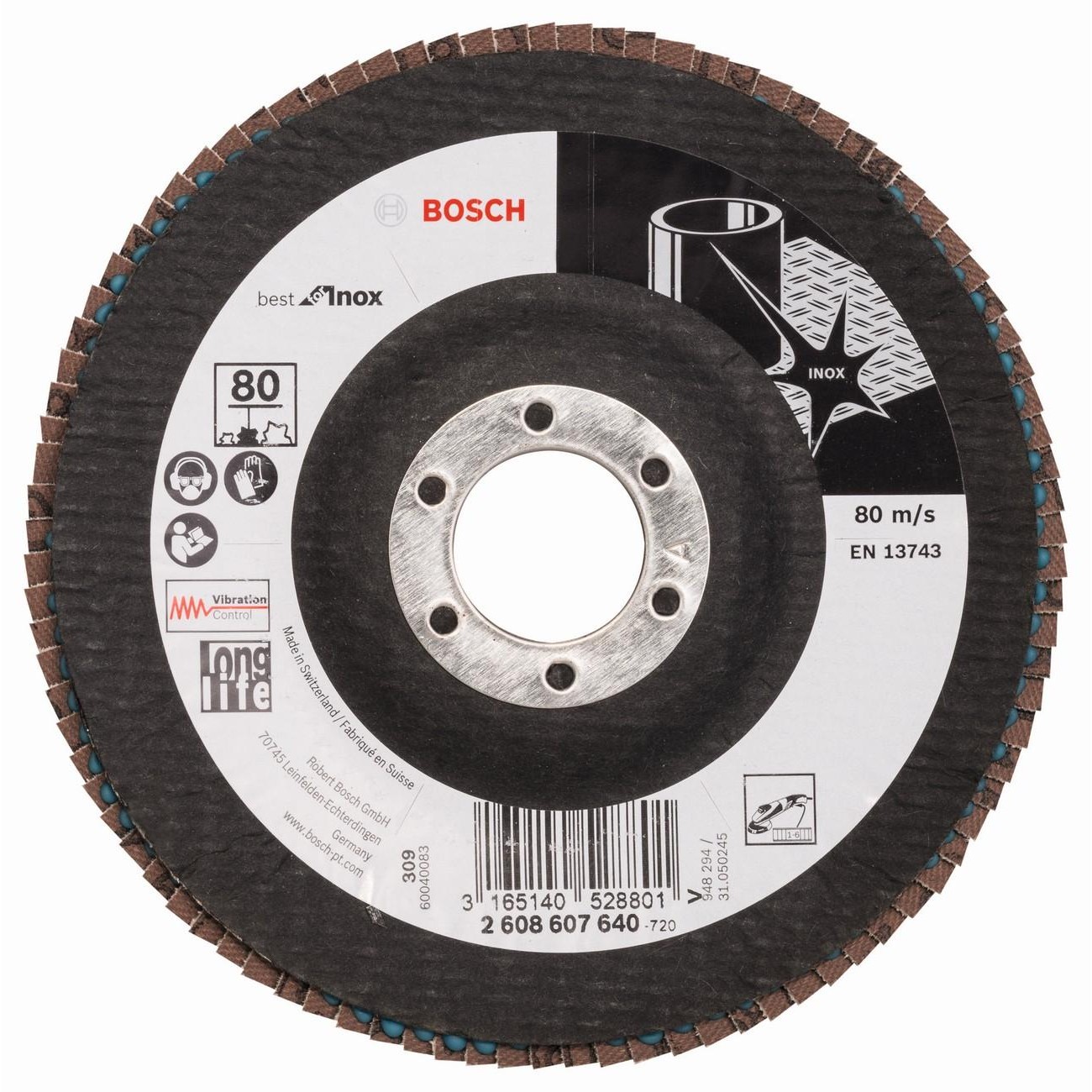 BOSCH Professional X581 Ветрилообразен диск за шлайфане на метал 125 мм 22.23 мм P80 (2608607640)