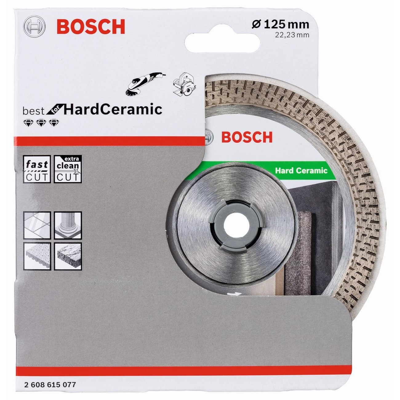 BOSCH Professional Диамантен диск за рязане на твърда керамика 125x22.23x1.4x10 мм (2608615077)