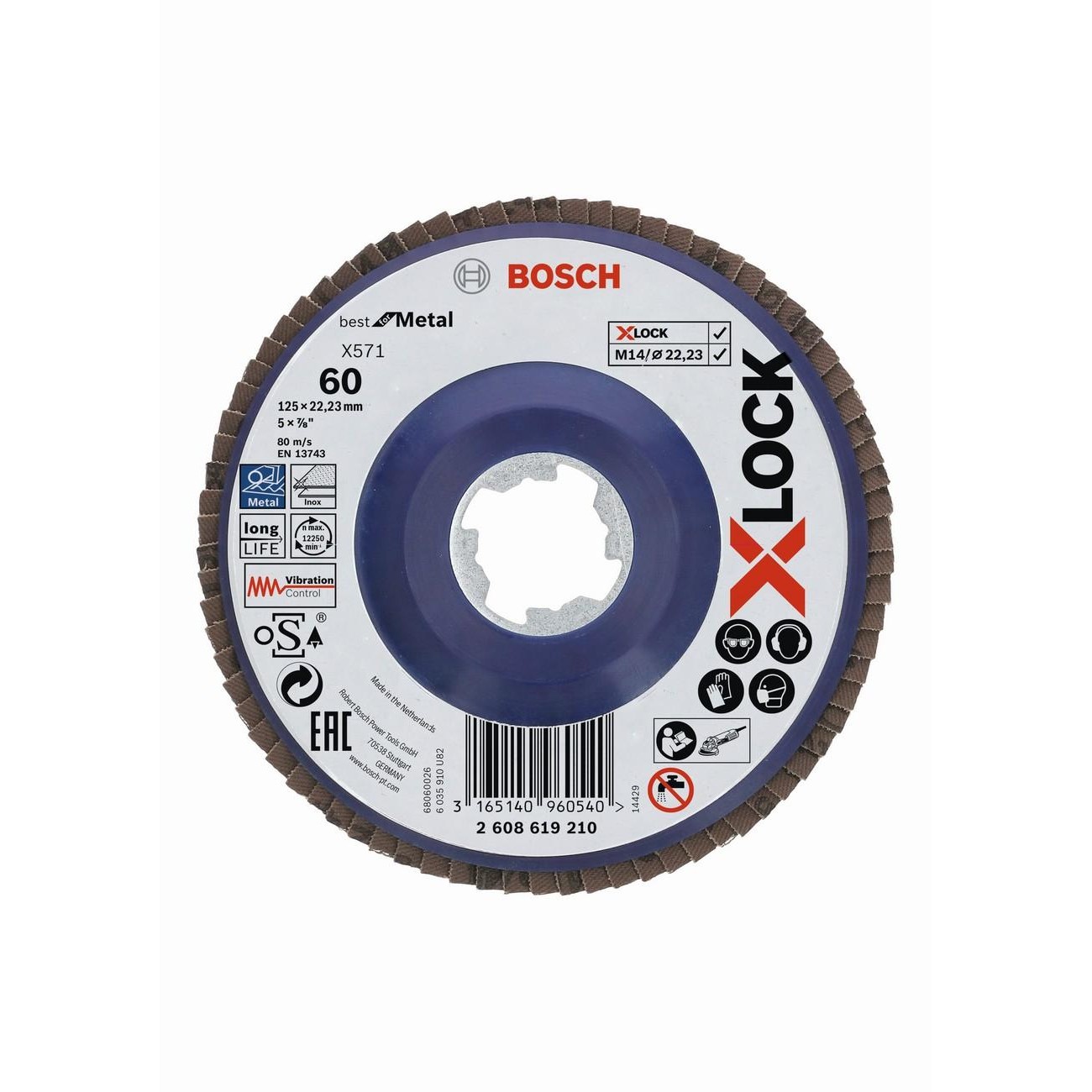 BOSCH Professional X-LOCK X571 Ламелни дискове с права версия пластмасова плоча 125 мм G60 (2608619210)