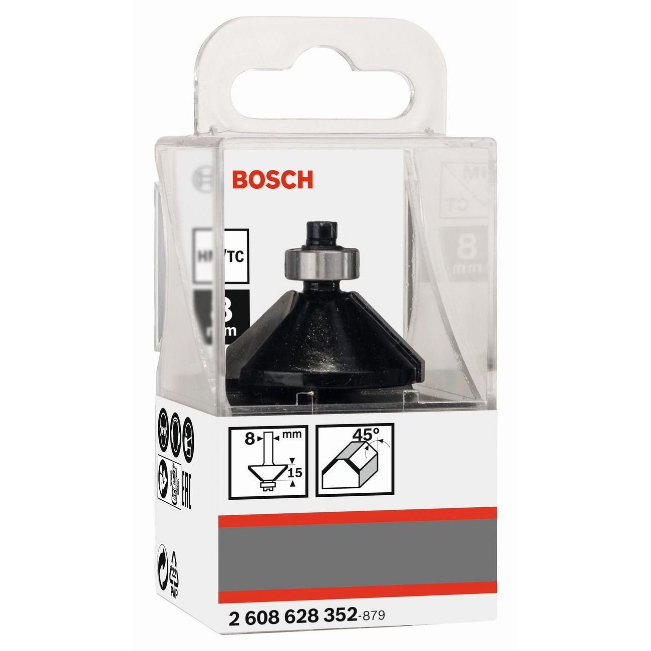 BOSCH Professional Фрезери за фаски 8 мм B 11 мм L 14.7 мм G 56 мм 45° (2608628352) - от Etools.bg BOSCH Professional Фрезери за фаски 8 мм B 11 мм L 14.7 мм G 56 мм 45° (2608628352)
