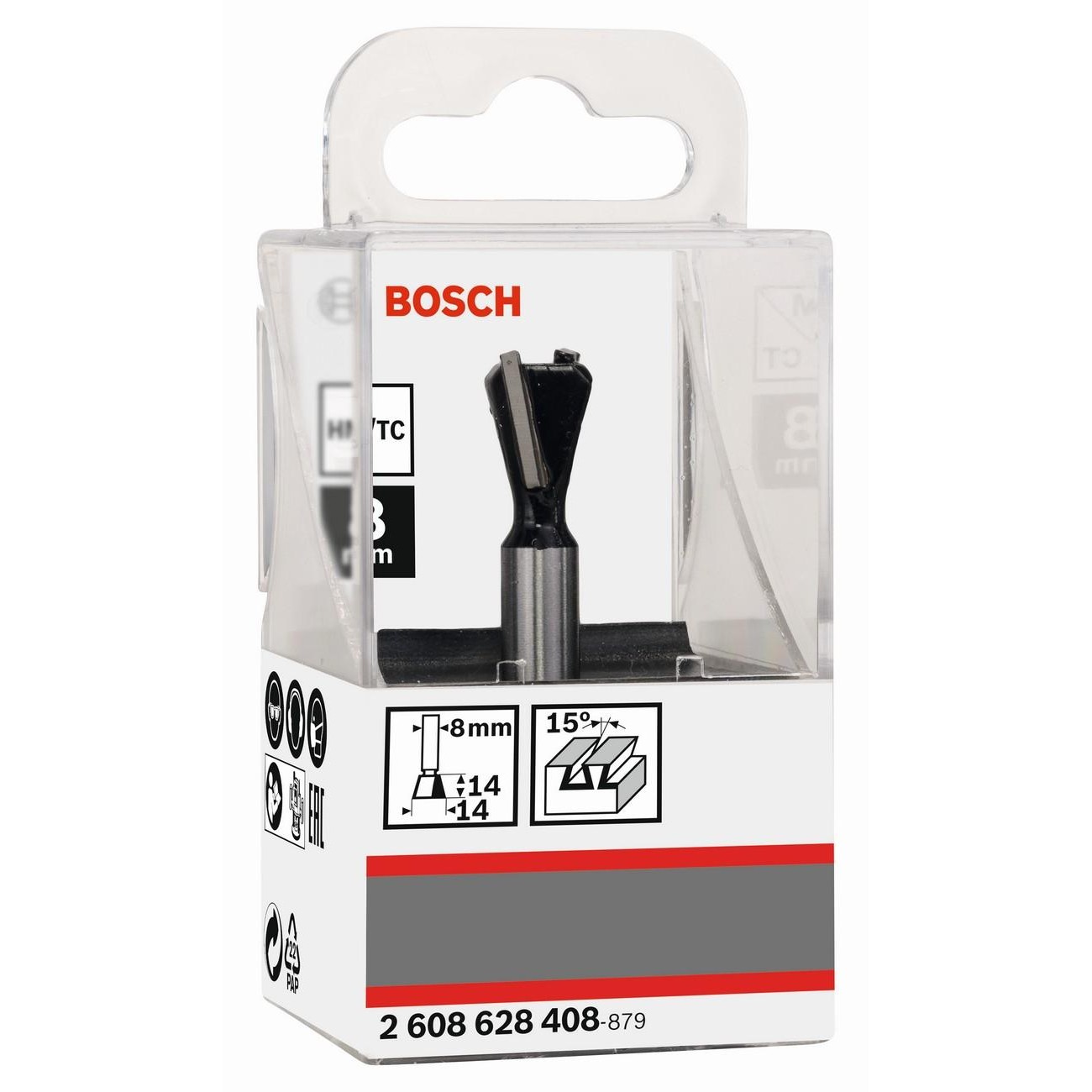 BOSCH Professional Фрезер за сглобки тип лястовича опашка 8 мм D1 14 мм L 14 мм G 55 мм (2608628408)