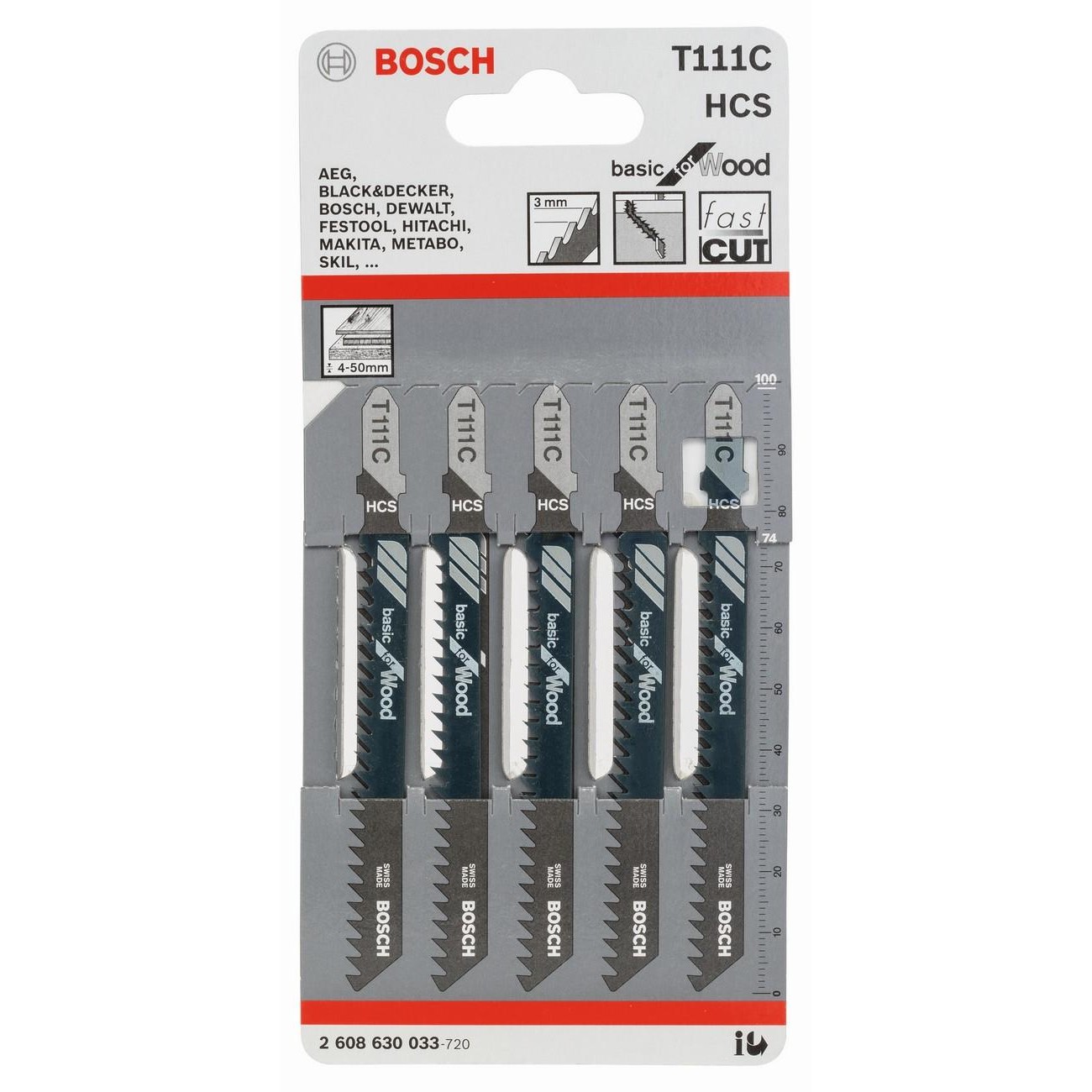 BOSCH Professional T 111 C Нож за прободен трион за дърво 100 мм (2608630033)