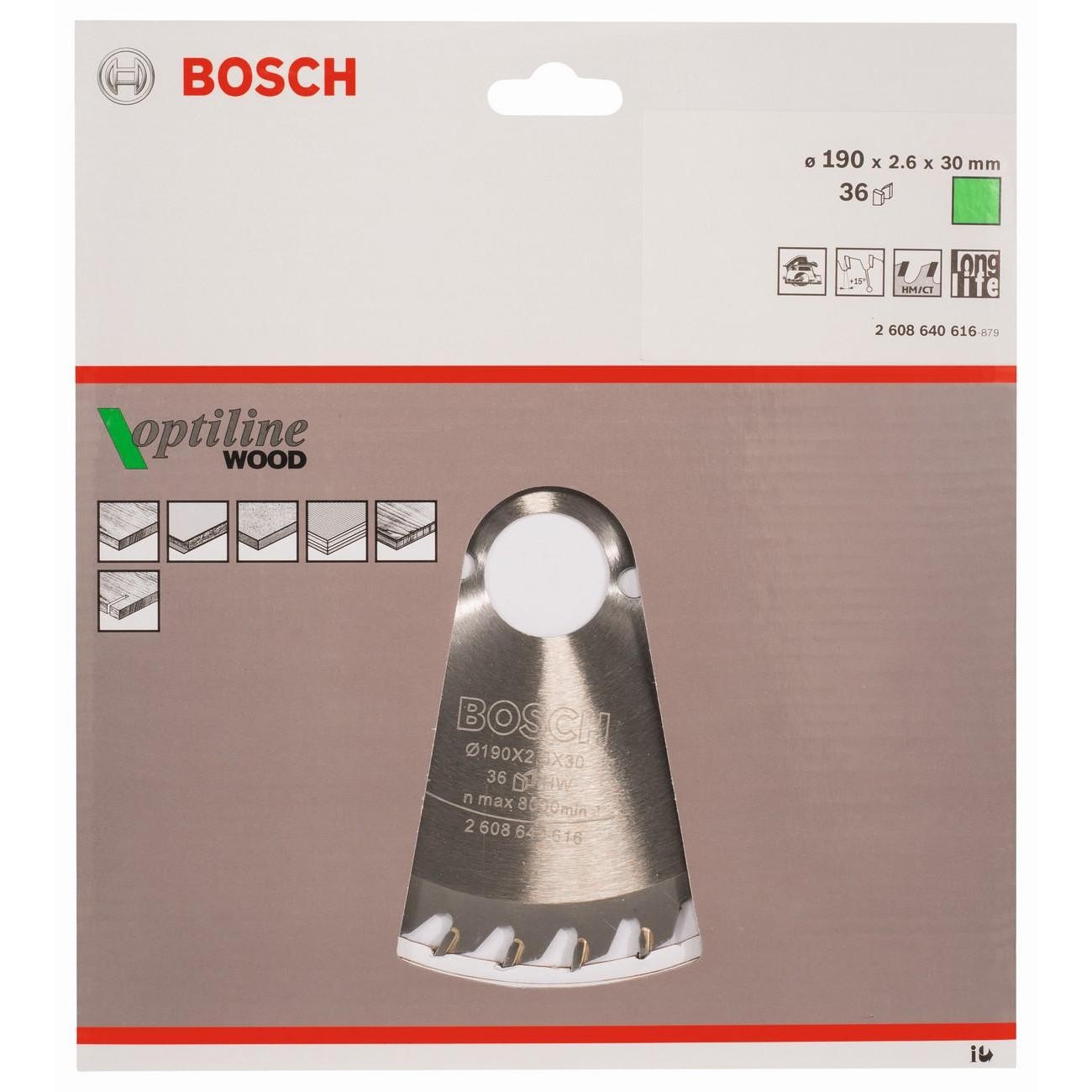BOSCH Professional Optiline Циркулярен диск за дърво 190x30x2.6 мм 36 зъба (2608640616) - от Etools.bg BOSCH Professional Optiline Циркулярен диск за дърво 190x30x2.6 мм 36 зъба (2608640616)