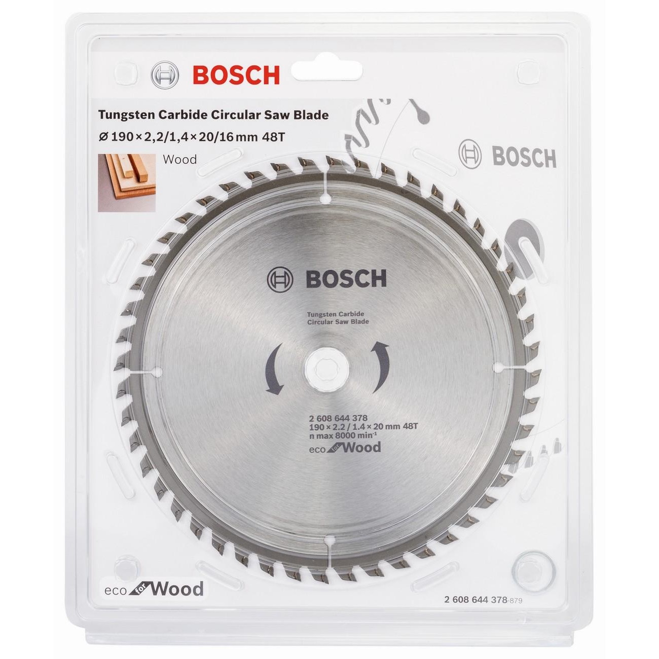 BOSCH Professional Eco Циркулярен диск за дърво 190х20х2.2 мм 48 зъба (2608644378)