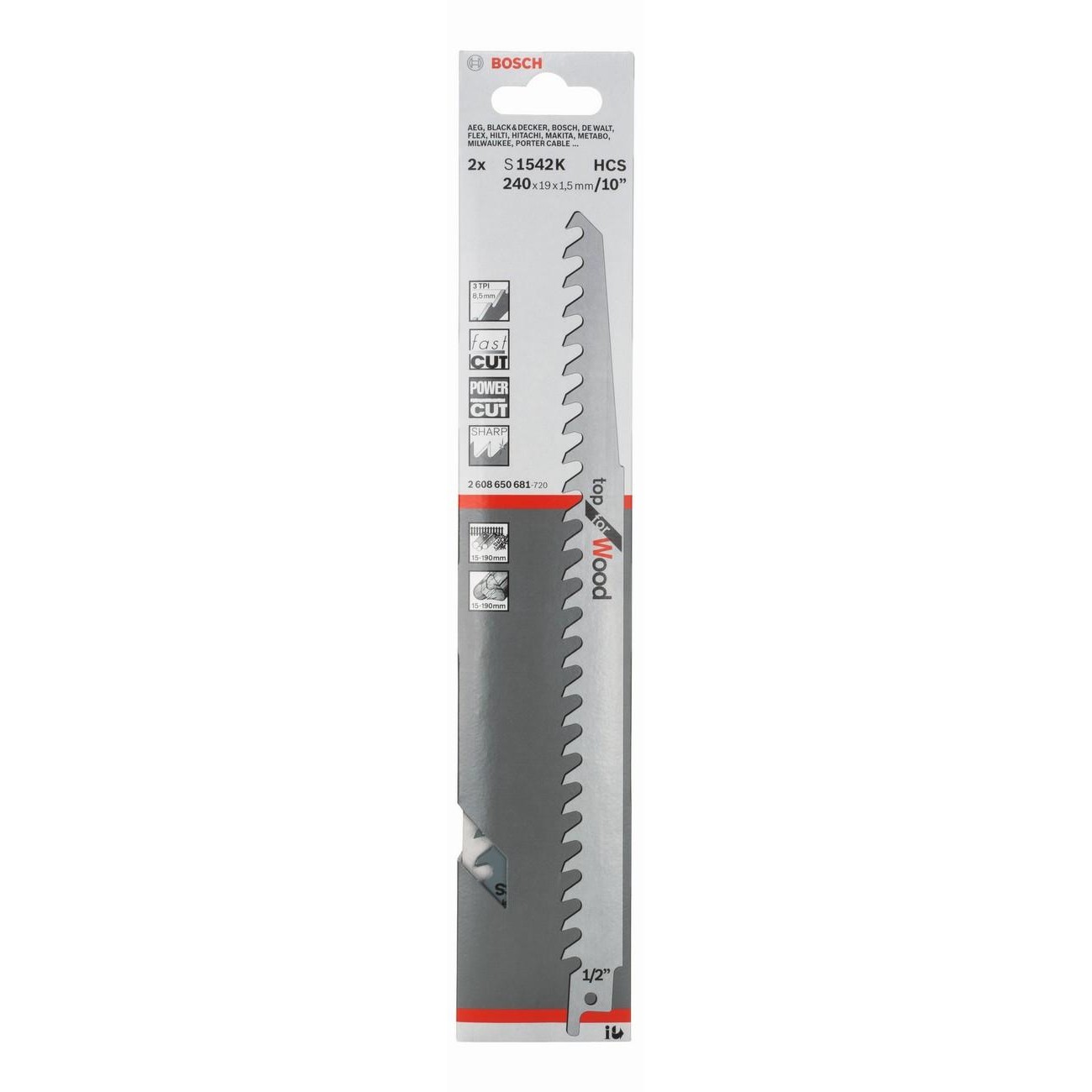 BOSCH Professional S 1542 K Нож за саблен трион за дърво 240 мм (2608650681) - от Etools.bg BOSCH Professional S 1542 K Нож за саблен трион за дърво 240 мм (2608650681)