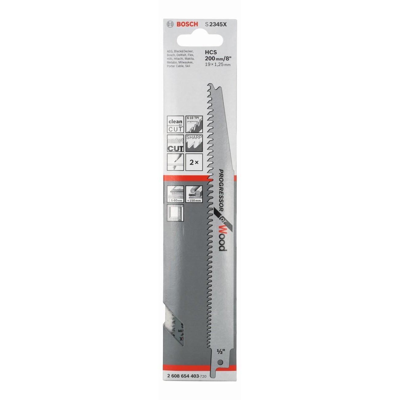 BOSCH Professional S 2345x Нож за саблен трион за дърво 200 мм (2608654403)