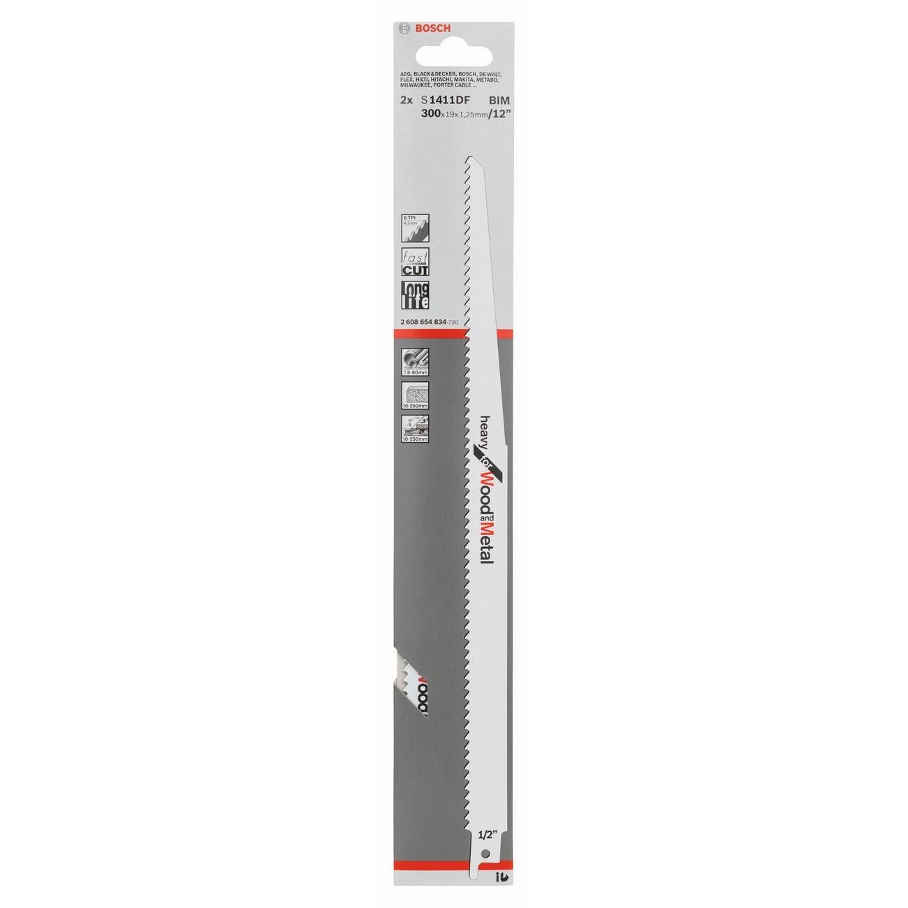 BOSCH Professional S 1411 DF Нож за саблен трион за дърво и метал 300 мм (2608654834)