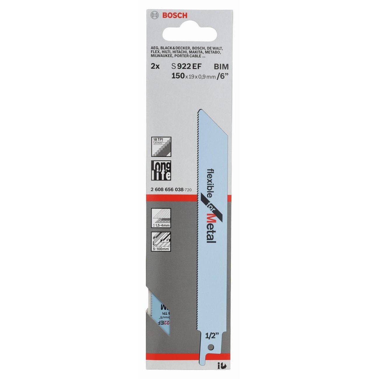 BOSCH Professional S 922 ЕF Нож за саблен трион за метал 150 мм (2608656038)