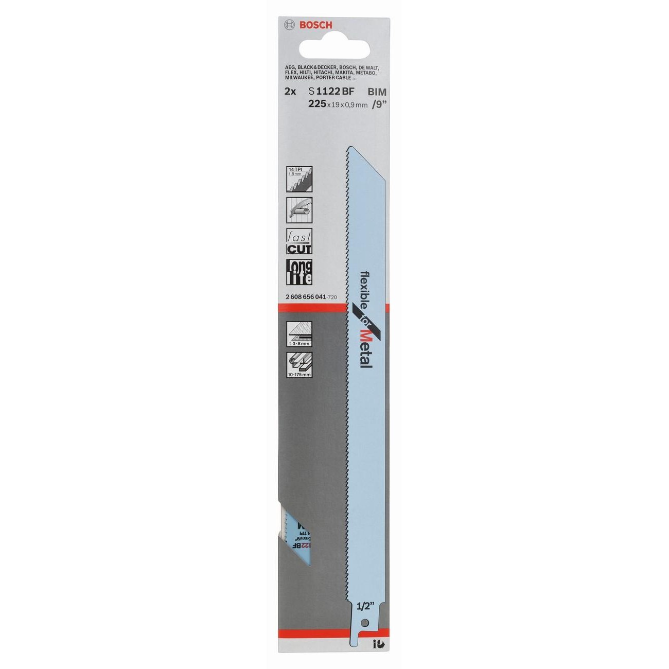 BOSCH Professional S 1122 BF Нож за саблен трион за метал 225 мм (2608656041)