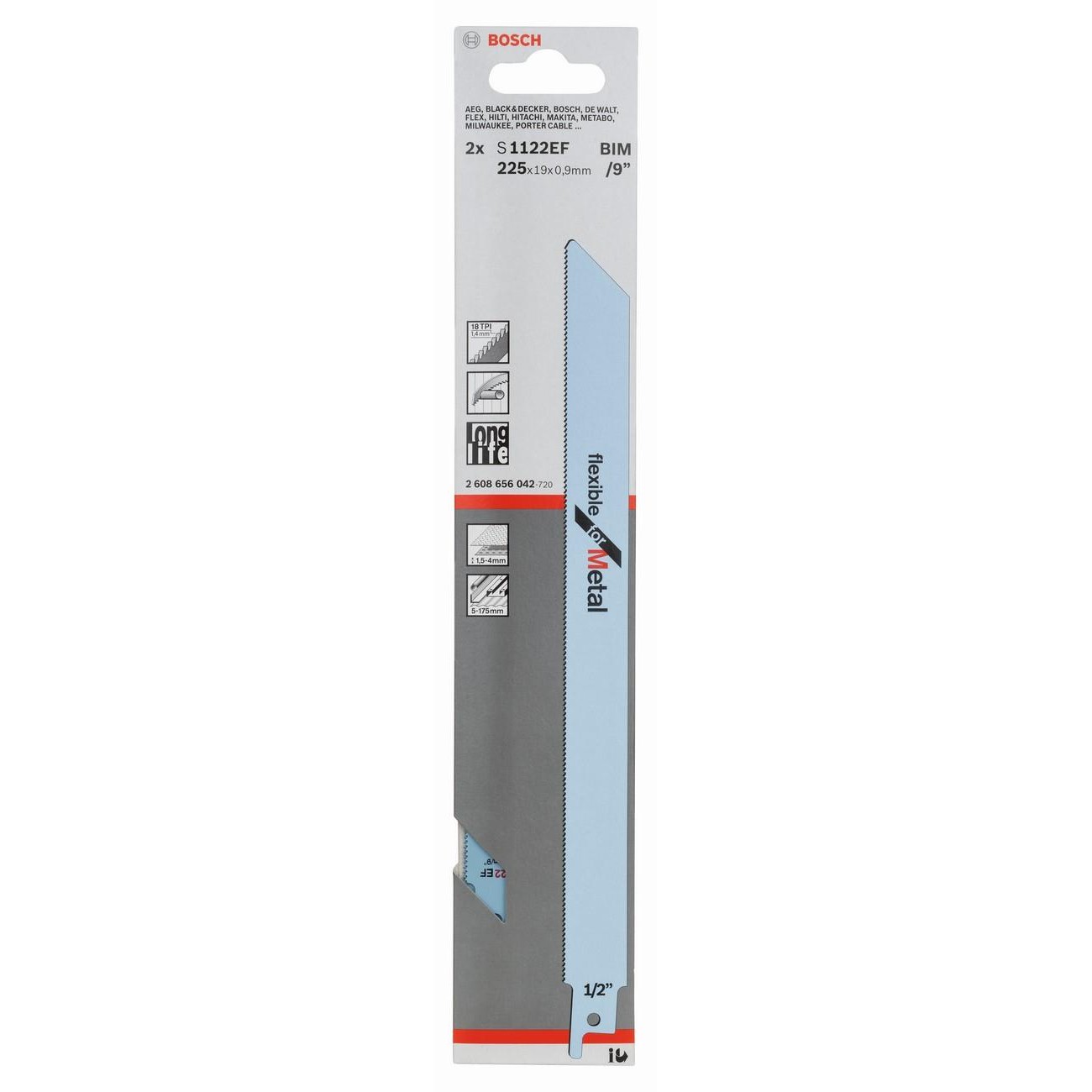 BOSCH Professional S 1122 ЕF Нож за саблен трион за метал 225 мм (2608656042) - от Etools.bg BOSCH Professional S 1122 ЕF Нож за саблен трион за метал 225 мм (2608656042)