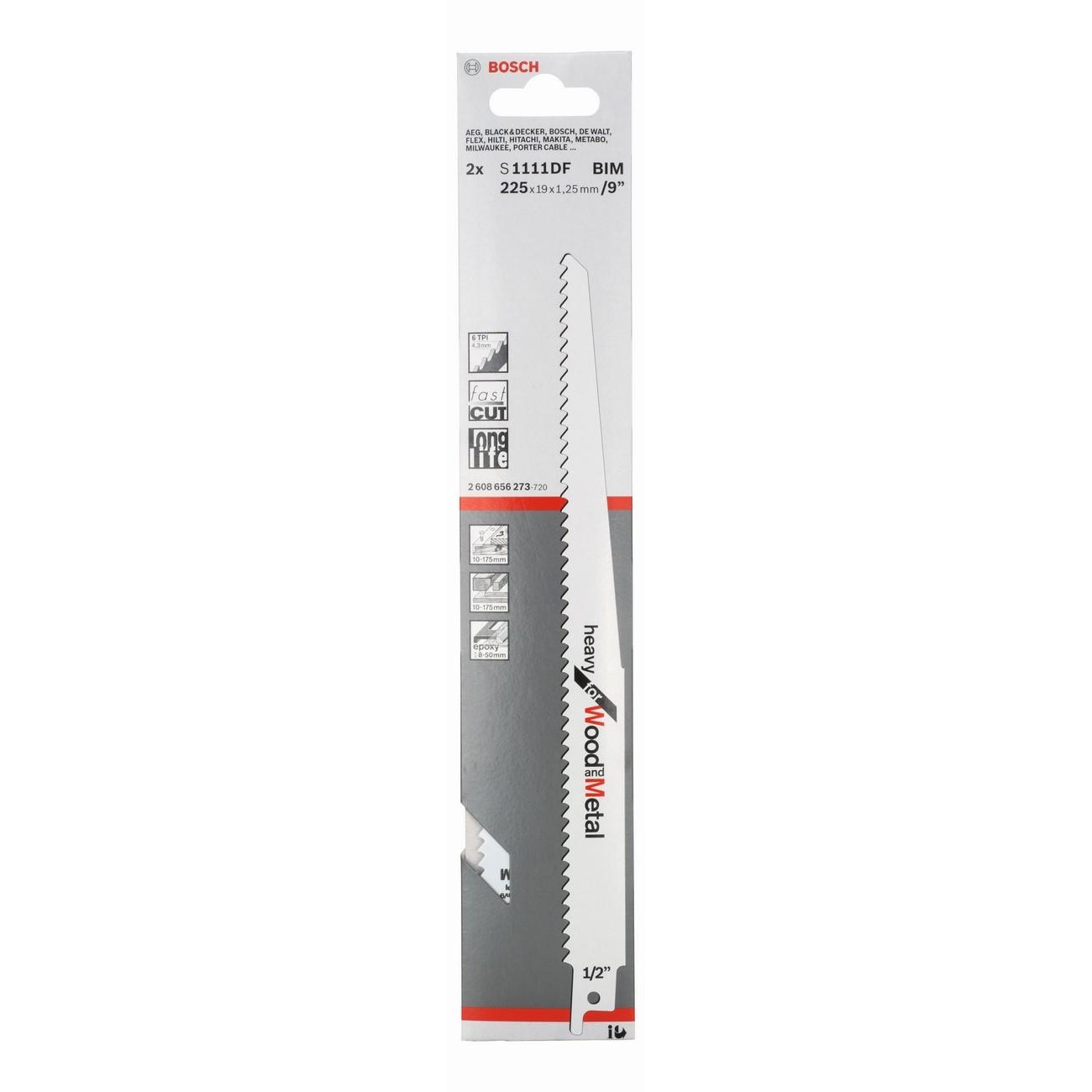 BOSCH Professional S 1111 DF Нож за саблен трион за дъво и метал 225 мм (2608656273)
