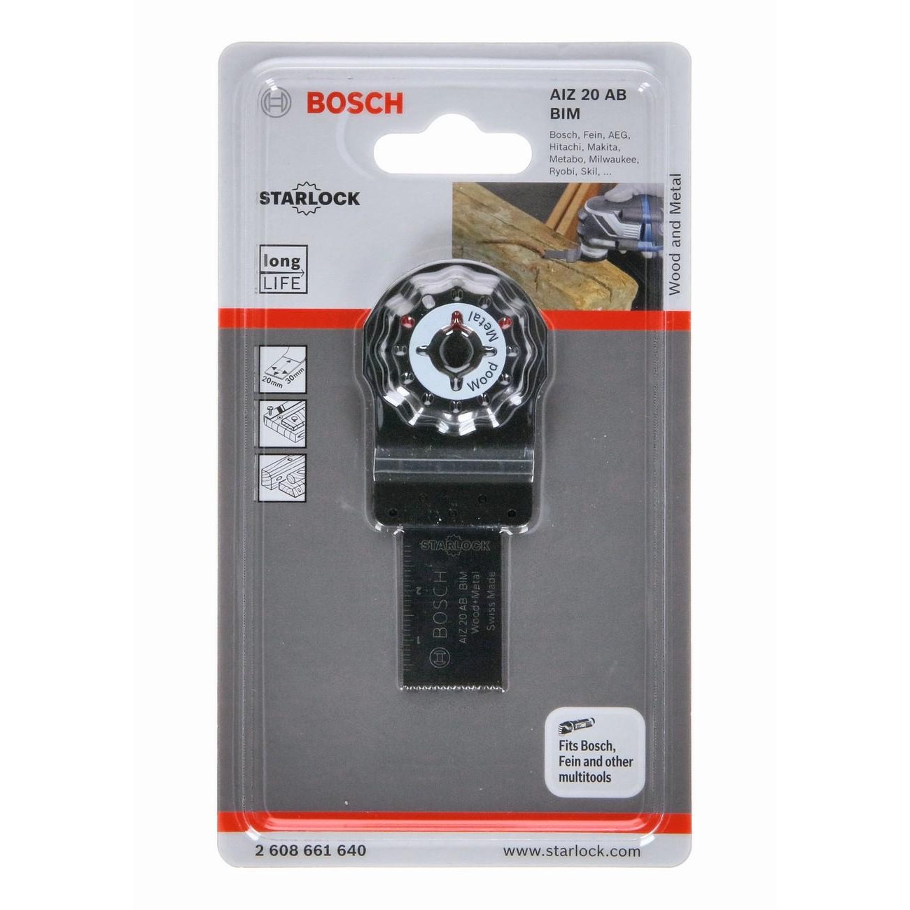 BOSCH Professional AIZ 20 AB Биметално потопяемо ножче за дърво и метал 20x30 мм (2608661640)