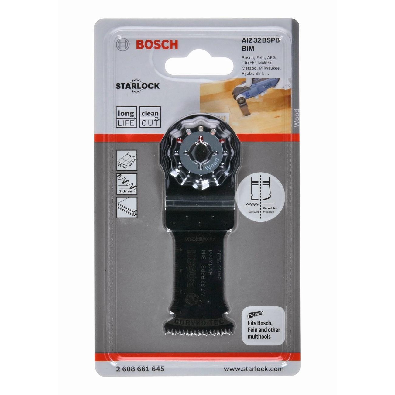 BOSCH Professional AIZ 32 BSPB Биметално потопяемо ножче за твърдо дърво 50x32 мм (2608661645)