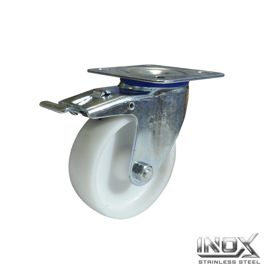 PREMIUM Въртящо се спирачно колело полиамид Inox ф 80 мм до 200 кг (41359)