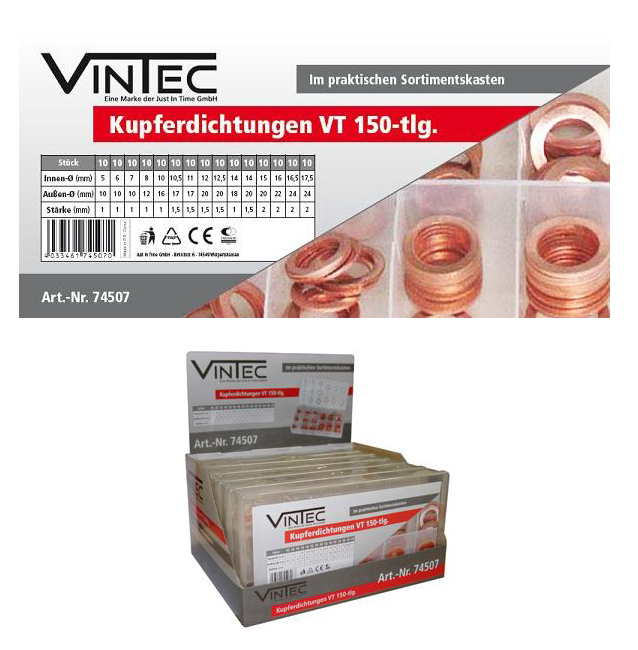 VINTEC Комплект медни шайби 150 бр (VNTC 74507)