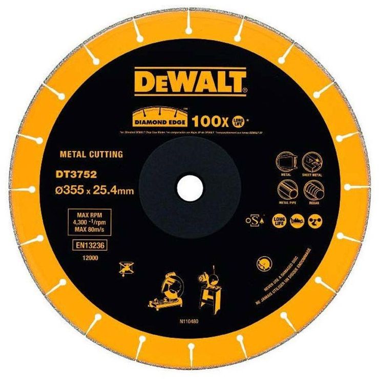 DEWALT DIAMOND EDGE Диамантен диск за сухо рязане на метал ф355 мм 25.4 мм 3 мм