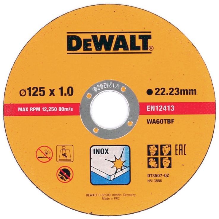 DEWALT DT3507-QZ Карбофлексен диск за рязане на неръждаема стомана ф125 мм 22.2 мм 1 мм - от Etools.bg DEWALT DT3507-QZ Карбофлексен диск за рязане на неръждаема стомана ф125 мм 22.2 мм 1 мм