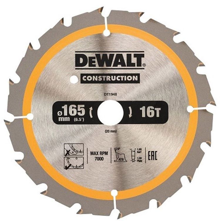 DEWALT CONSTRUCTION Циркулярен диск за рязане на дърво грубо с HM пластини ф165 мм 20 мм 1.2 мм 24 z - от Etools.bg DEWALT CONSTRUCTION Циркулярен диск за рязане на дърво грубо с HM пластини ф165 мм 20 мм 1.2 мм 24 z