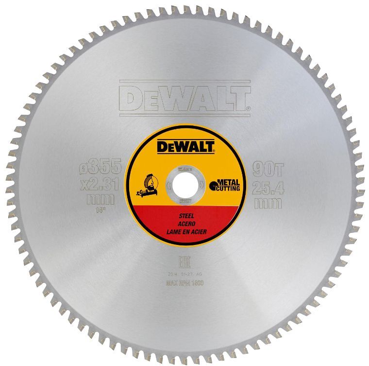 DEWALT STAINLESS STEEL Циркулярен диск за рязане на метали с HM пластини ф355 мм 25.4 мм 2.31 мм 90 z