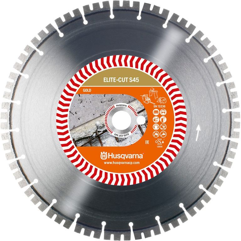 HUSQVARNA CONSTRUCTION Elite-Cut S45 Диамантен диск за сухо и мокро рязане на бетон, тухли и керемиди ф450 мм 25.4 мм (579 82 07-50)